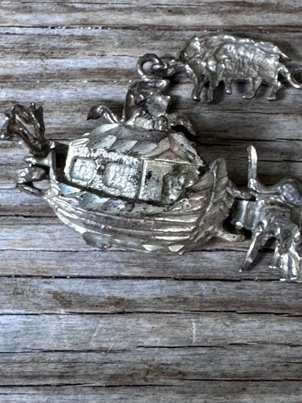 Vintage Sterling Silver Noahs Ark Animal Charm Bracelet 925 Biblical 11.13g 7" - Picture 2 of 8